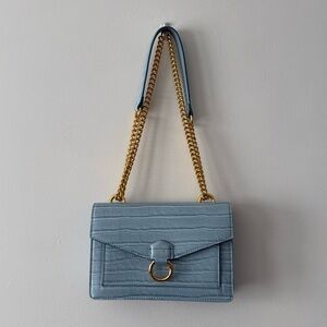 JW PEI Envelope Chain Bag in Light Blue Croc